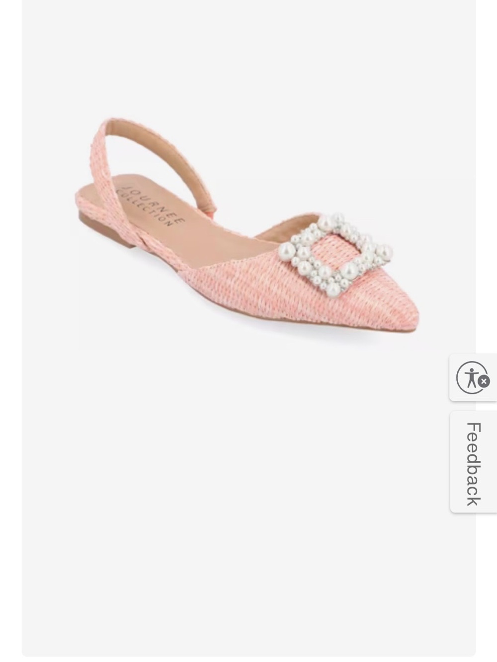 Journee Collection Pink Pearl Buckle Slingback Flat